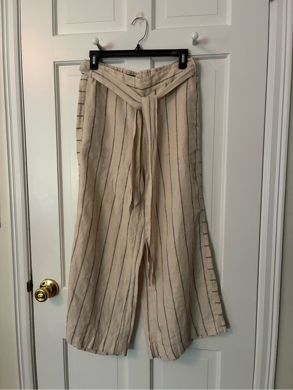 Linen Striped Cropped Pants by Anthro